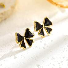 1 Pair Stainless Steel 18K Plated Minimalist Butterfly Stud Earrings, Suitable For Party, Date, Office Wear