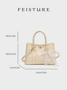 1pc FEISTURE Lychee Pattern Large And Small Handbag With Shoulder Strap, Suitable For Girls, Women, College Students, Office Ladies, Great For Work, Business, Commute, School