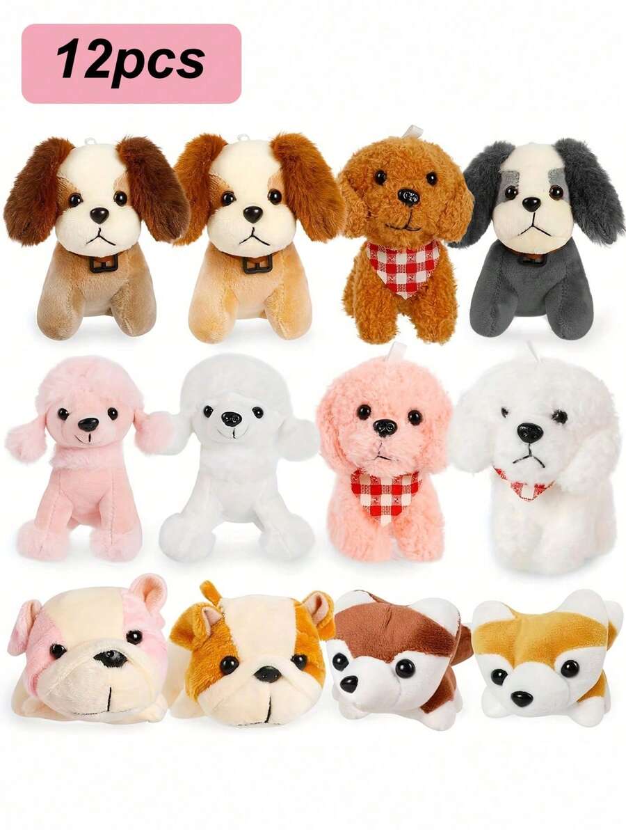 6/12 pièces Jouet en peluche réaliste de chien de 12,2 cm, décoration d'animal de maison adorable. Poupée de chien en peluche, cadeau d'anniversaire, décoration de Noël, ours en peluche, animal en peluche, jouet de chien, petits jouets pour chiens, chien schnauzer, jouet de chien de Pâques