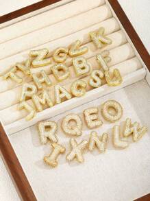 1 件时尚流行水晶 26 个 A-Z 首字母吊坠铜锆石项链适合男孩女孩朋克字母名字项链不锈钢嘻哈珠宝 - 金黃色 - 查看 9