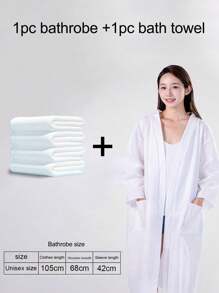1pc Travel Bathrobe, Disposable Bath Towel, Summer Bathrobe, Travel With Bathroom Towel, Convenient Disposable Hotel Bathrobe, Portable Bathrobe, Unisex Bathrobe, Suitable For Hotels, Homestays, Pool Party Supplies, Spa, Beauty Salon, Clean, Health, Thick Comfort And Skin Friendly Clean Home Bathroom Decor Back To School