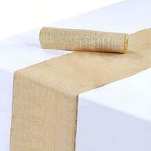 1 件天然质朴粗麻布黄麻织物厨房桌布适用于婚礼复古黄麻丝带 DIY 工艺品户外桌旗和椅背织物家庭派对装饰
