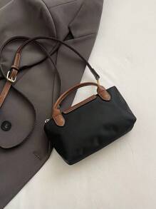 Bolso de hombro de mujer de tela de nailon mini y simplista, con cierre magnético con forma de empanadilla, casual y lindo, bolso de moda