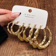 6pcs Golden Bamboo Ear Rings For Daily Wear