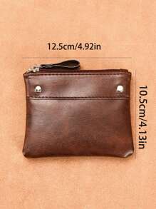 PU Leather Short Wallet, Solid Color Coin Purse, Mini Zipper Card Coin Holder For Students
