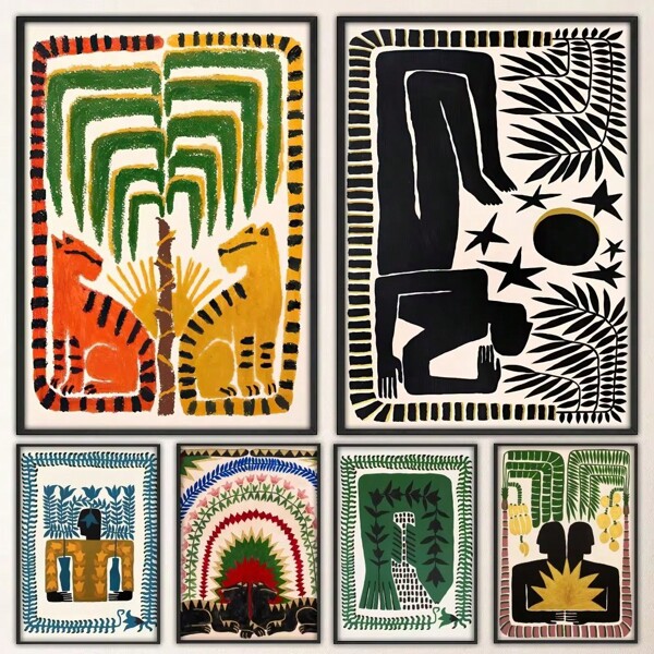 1 stuk wandkunstposters, frameloos, oud-Egyptisch, abstract, klassiek, anime, poster, chique poster voor woonkamer, bar, vintage, decoratief schilderij