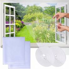 1/2 件夏季自粘简易蚊帐隐形纱窗可切割加密纱窗带钩环