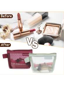 1个/2个装极简3D三角网状透明零钱包，大容量钥匙扣包，耳机盒，多功能化妆包，收纳包，文具整理包，线缆整理包，化妆包，梳妆台，化妆品收纳包，洗漱包，桌面收纳包，化妆包，化妆袋，化妆品收纳包，化妆袋，梳妆台，化妆袋，小化妆包，化妆包，大化妆包，圣诞礼物，小袋，手拿包/小手提包，化妆品收纳包，小袋，刷子收纳袋，迷你小袋，大容量小袋，小袋，化妆袋，旅行必备 - 彩色 - 查看 3