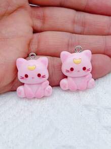 7PCS Cartoon Cute Animal Cat Pendant Resin Jewelry Making DIY Earrings Keychain Phone Necklace Discovered - A - View 8
