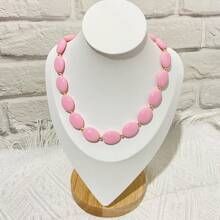 1pc Colorful Oval Bead Necklace Fashionable Women's Necklace With An Aura Of Style For Daily Decoration - Flat Bead Necklace - View 12