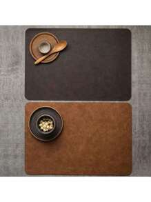 1pc Waterproof And Oil-Proof Heat Resistant Placemat, High-End European Faux Leather Table Mat For Dining Room, Plates And Bowls