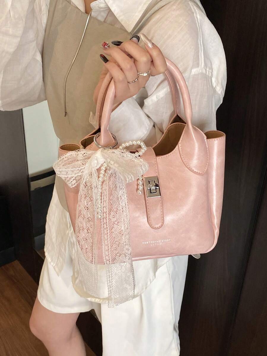 Premium Quality Silk Scarf Tote Basket Bag, Cute Niche Luxury Shoulder Crossbody Bucket Bag