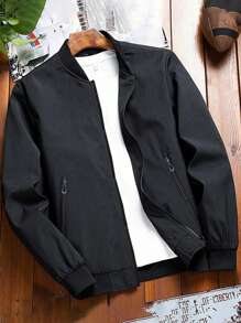 Giacche casual da uomo con collo a lupetto - colore unito morbido, chiusura con zip, maniche lunghe, stile business, adatto per attività all'aperto, versatile e traspirante