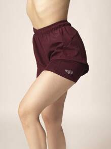 Premium 2 In 1 Lycra Shorts Premium Sports Shorts For Training, Running And Gym For Women MADE IN MEXICO Elegant Sexy Casual Composite Material 2 In 1 - Rouge - Voir 3