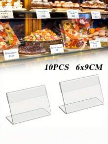 10/5Pcs Acrylic Price Tag Holders - L-Shaped Transparent Sign Display Stands For Labels, Water-Resistant, Ideal For Office & Dining Settings