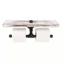7Penn Wall-Mounted 2 Roll Toilet Paper Holder With Double Shelf - Stylish Farmhouse Decor Accessory