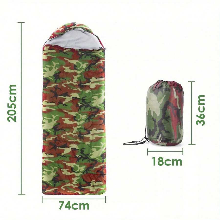 3-4 SEASON SINGLE SLEEPING BAGS CAMPING RECTANGULAR ENVELOPE ZIP UP ADULT - Camouflage - View 1