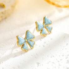 1 Pair Stainless Steel 18K Plated Minimalist Butterfly Stud Earrings, Suitable For Party, Date, Office Wear