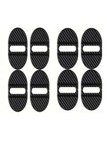 4pcs Car Door Lock Protector Covers, Carbon Fiber Car Door Handle Protectors, Scratch Guard Covers, Durable Synthetic Rubber, Oil-Rubbed Finish For Most Car Handles VW Nissan Chevrolet BMW Audi, Universal Car Door Accessory Protection Sleeve