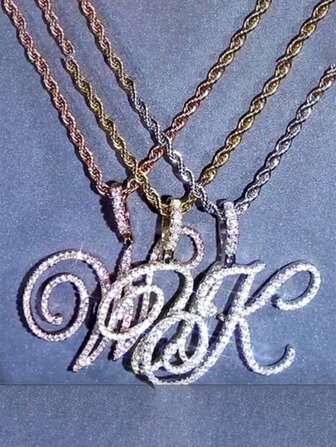 1pc Fashion Cursive Letter A-Z Necklace, Women Jewelry For Daily Wear