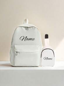 A Custom Gym Backpack With Personalized Name Or Holiday Message. 2 Pieces Mini Combo Bag. Includes Book Bag And Chest Back-To-School Fashionable Solid Color , Simple, Casual Versatile Large-Capacity Multifunctional Backpack - Multicolor - View 14