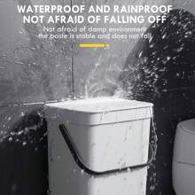 1 Pc Creative Hole - Free Wall - Mounted Small Plastic Trash Can With Lid - For Bathroom, Kitchen Cabinet Doors - Household Use - White - View 1