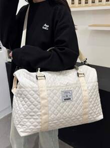 1 Pc Travel Bag Gym Bag Weekend Bag Luggage Bag Handbag Large Capacity Durable Expanded With Zipper For Business Travel Vacation Holiday Hospital Back To School Casual - White - View 2