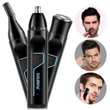 SOLIMPIA 1pc Multifunctional USB Rechargeable Electric Eyebrow Trimmer 3 In 1 Nose Hair Trimmer - Black - View 2