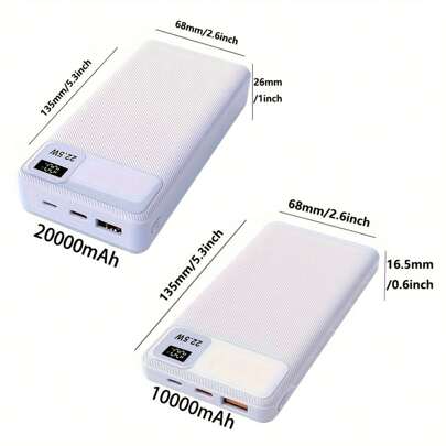 20000/10000mAh Portable Power Bank, Equipped With A 22W Fast Charger For Mobile Phone Battery Pack, LED Power Display/USB/Type-C/Micro Interface, Compatible With IPhone/Android Phones And Electronic Devices, Gifts, Outdoor Emergency Backup Battery Pack