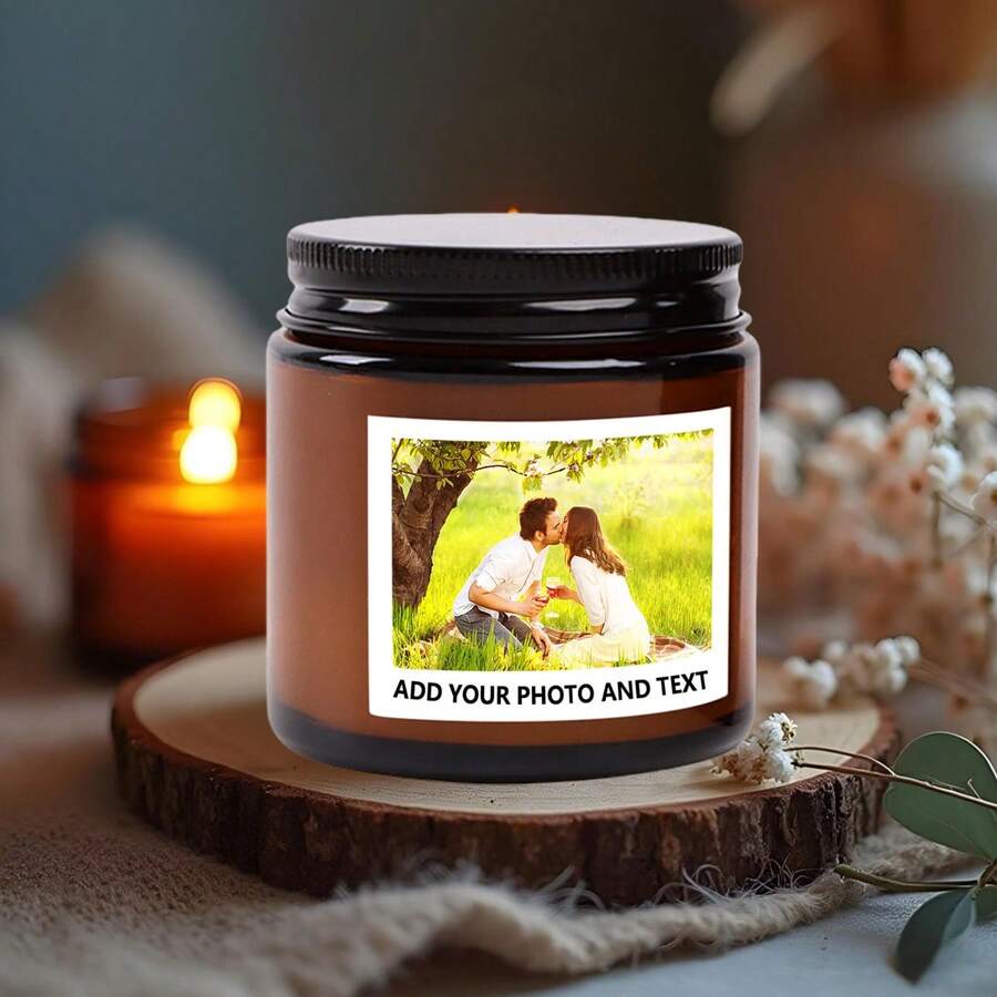 Custom "Love In Sight" Couple Stickers + Scented Candle, Sticker With Romantic Password, Candle With Reveal Your Name, Suitable For Couples Anniversary Gift, Friendship, Coded Scented Candle, Mutual Ritual Gift, Relationship Milestone Gift Set - Photo + Candle - View 1