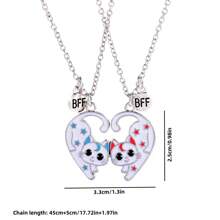 2Pcs/Set Cute Heart-Shaped Stitching Cartoon Cat Best Friend Necklace BFF Friendship Jewelry Gifts For Girls - Blue and Red Cat Necklace - View 8