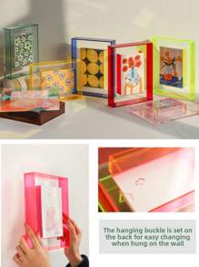 5/6/7/8 Inch Colorful Acrylic Photo Frame Box Diy Poster Mounting Display Stand Table Ornaments Creative Picture Message Board Holder Gifts Birthday Graduation