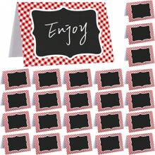 Red Gingham Picnic Party Decoration Supplies 4 X 6 Inch Italian Themed Party Chalkboard Tent Cards Double Sided Mini Blackboard Labels For Picnic BBQ Ba By Shower Wedding Table Number Food Place