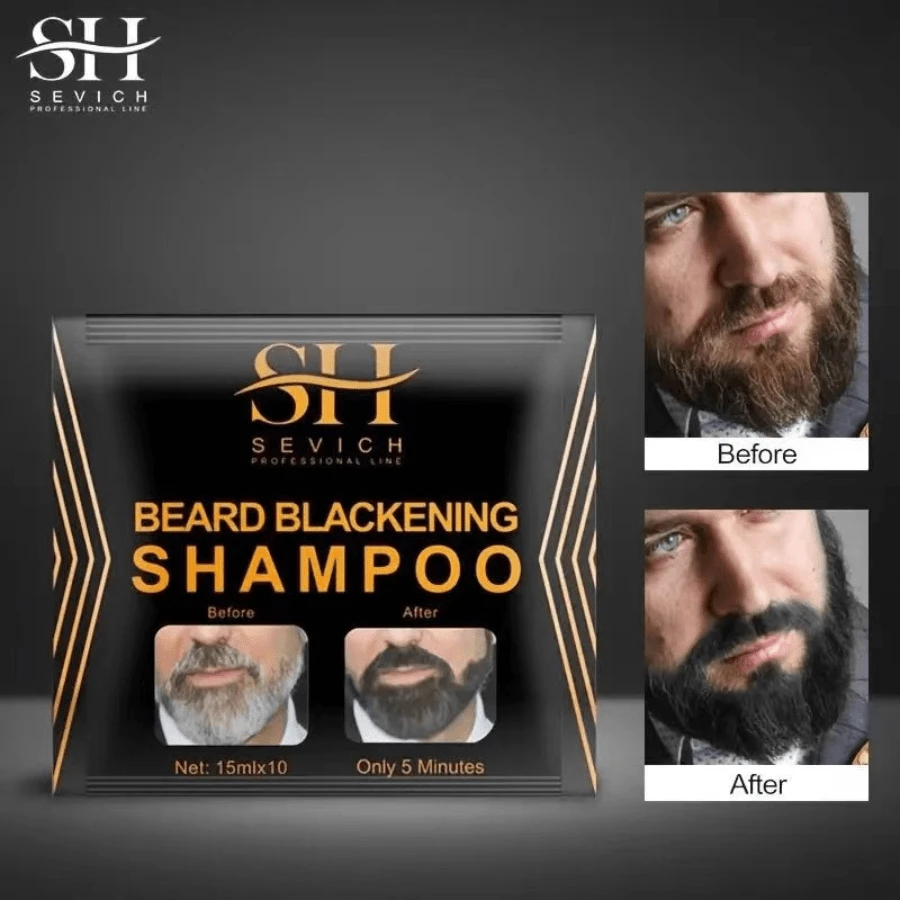 SEVICH Beard Blackening Shampoo For Men - Easy-To-Use, Natural Darkening Results In 5 Minutes, Cost-Effective Home Solution For A Fuller, Younger Look, Beard Shampoo And Conditioner - 黑色 - 查看 1