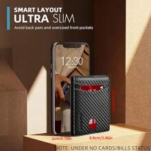 Billetera minimalista de fibra de carbono ultrafina de triple pliegue con ventana de identificación y 13 ranuras para tarjetas, monedero, portador de tarjetas para hombres, billetera mini, cartera pequeña, billetera RFID