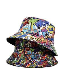 Unisex Bucket Hat For Women Men Graffiti Fisherman Hats Double Sides Panama Cap Spring/Summer Street Fashion Hat - Bucket Hat - View 1