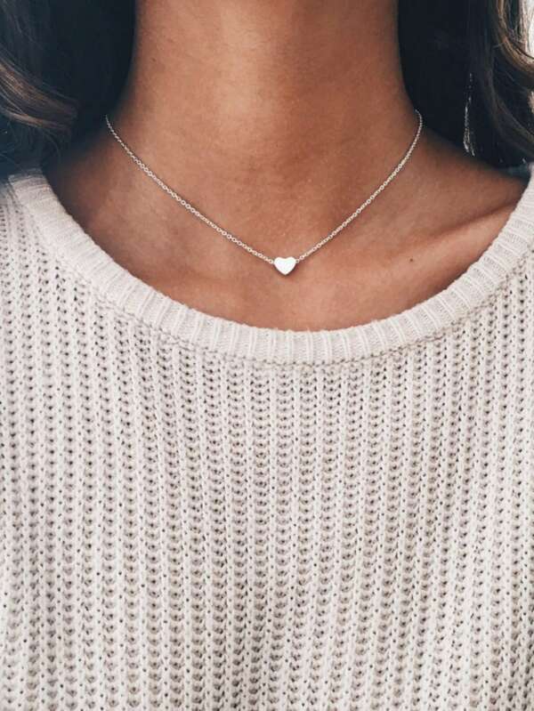 1 Pc Minimalist Fashionable Heart Pendant Necklace, Women Stylish Daily Decorative Accessory