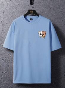 100% Cotton Basic T-Shirt Cartoon Print Happiness Short Sleeve Fashion Streetwear New Arrival