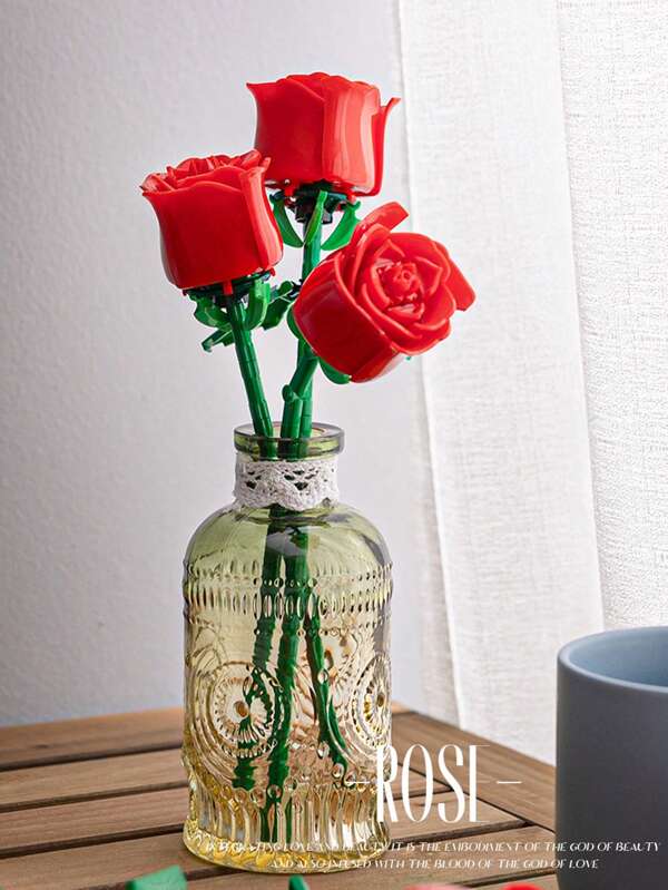 Artificial Rose Flower Desk Decor, DIY Layered Simulation Rose, Suitable For Home, Office, Bookshelf, Bedside - Long Lasting Beauty, Gift For Lover, Friends And Family