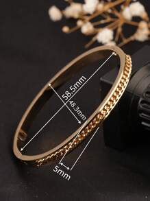 1pc Titanium Steel 18K Gold Plated Chain Bracelet, Embedded Design, No Color Fade, Fashion Versatile Personalized, Suitable For Women's Daily Wear, Party, And Gift