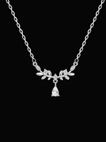 1pc Elegant & Fashionable Pure Silver Plated Gold Wheat Ear Necklace, Great Gift