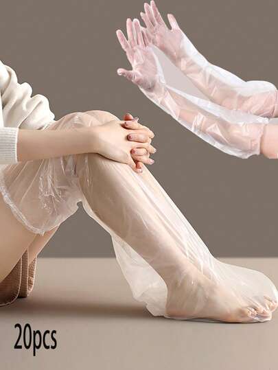 [数量] 件/套一次性防水长足膜，保湿腿部水疗护理，加厚多用途手部保湿手套，适用于SPA，日常护肤，健康中心，美容院