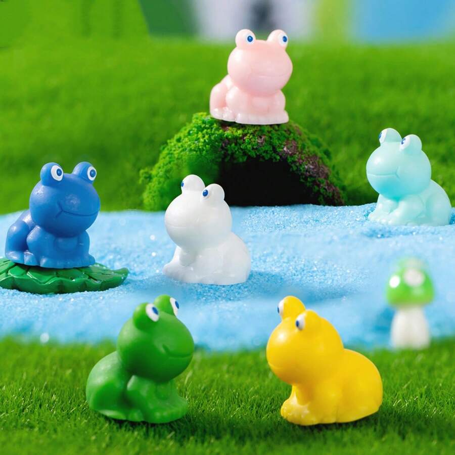 20 Stücke charmante grüne Mini Frosch Figuren - süße Harz Frösche mit glatter, glänzender Oberfläche für DIY Feengärten & Terrarium Dekorationen, Frosch Garten Deko
