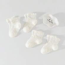 3 Pairs Mixed Newborn Baby & Toddler Anti-Slip Short Mesh Socks For Indoor Crawling, Summer Thin Style
