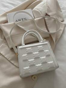 1pc Vintage Cookie Pattern Embossed Handbag, Suitable For Girls, Fully Matching Casual Shoulder Strap Or Crossbody Bag, Suitable For Daily Use, Free Cookie Charm Included