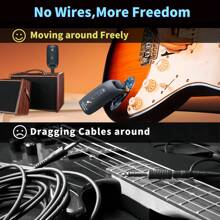 Wireless Guitar System 2.4GHz Built-In Rechargeable Lithium Battery 270° Rotatable Audio Wireless Transmitter Receiver For Acoustic Guitar Bass Violin Keyboard Electric Instruments, Black - màu đen - Xem 2
