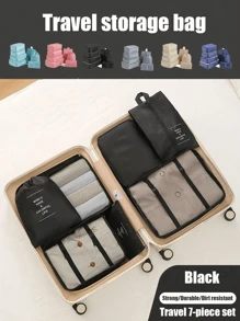 7pcs Travel Packing Cubes Organizer Set, Clothes Underwear Packing Bags, Portable Cosmetic Bag, Waterproof Large Capacity Luggage Storage Bags