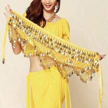 Outfits Belly Dance Glitter Sequins Tassel Skirts, Fashionable Dancing Waist Belt Skirts For Bellydance