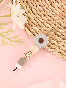 1pc Floral Print Boho Silicone Keychain, Valentine's Day Gift - Multicolor - View 15