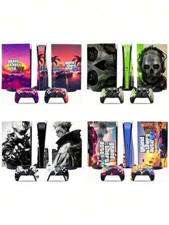 1pc PlayStation 5 CD Version Sticker PVC Protective Sticker Scratch Resistant Shell Sticker, Including Console Sticker And 2 Controller Stickers, Vinyl Decorative Sticker, 3A Game Character And Anime Character Theme Customized Sticker, Suitable For PlayStation 5 Game Console Accessories